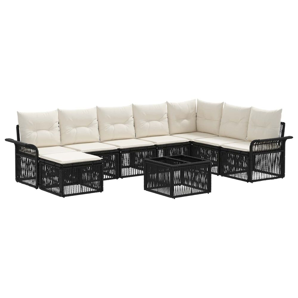 Ensemble de canapé de jardin 9 pc noir polyrotin