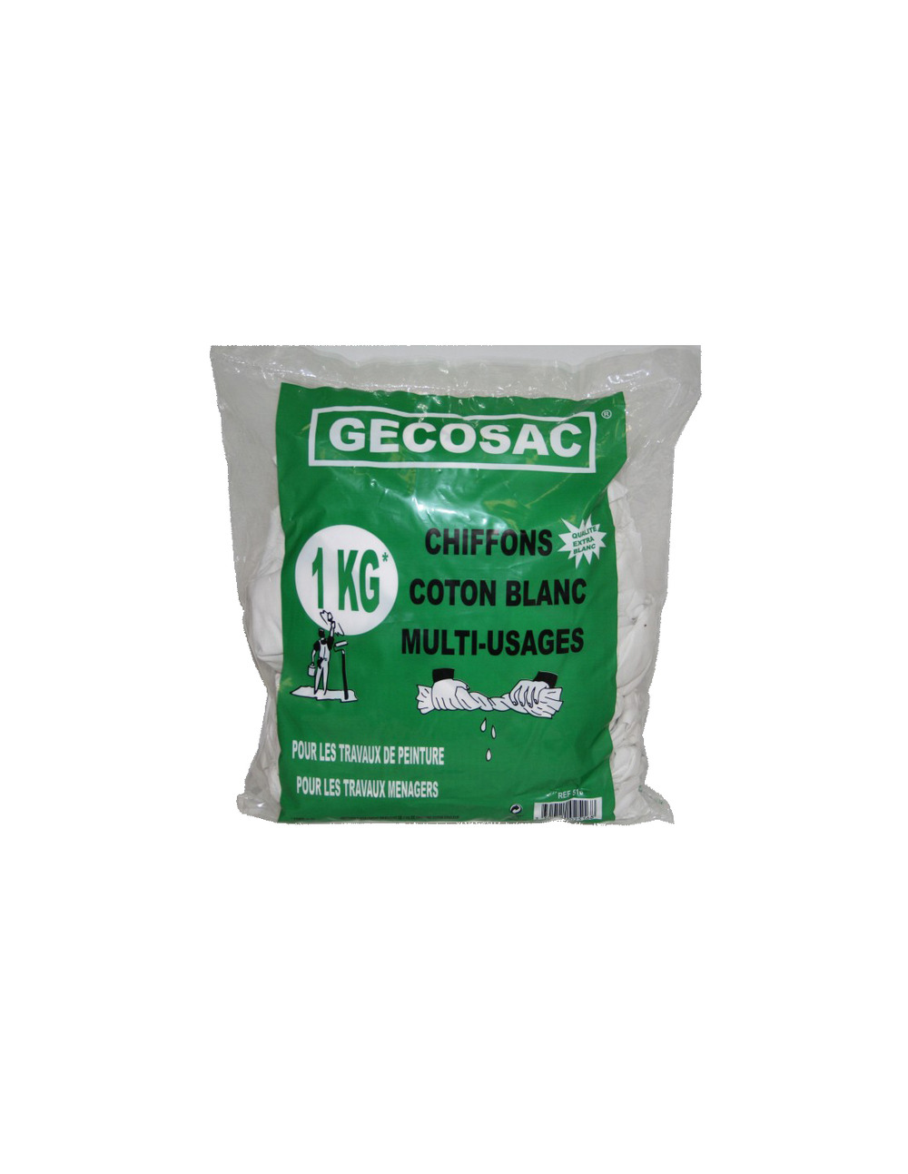 Chiffons coton blanc multi-usages 1kg - gecosac