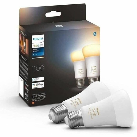 Philips hue 2 lampes led e27 1100lm white ambiance