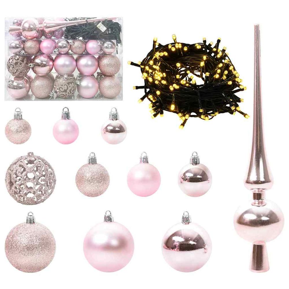 Ensemble de boules de noël 61 pc 150 led blanc chaud ø 6 cm