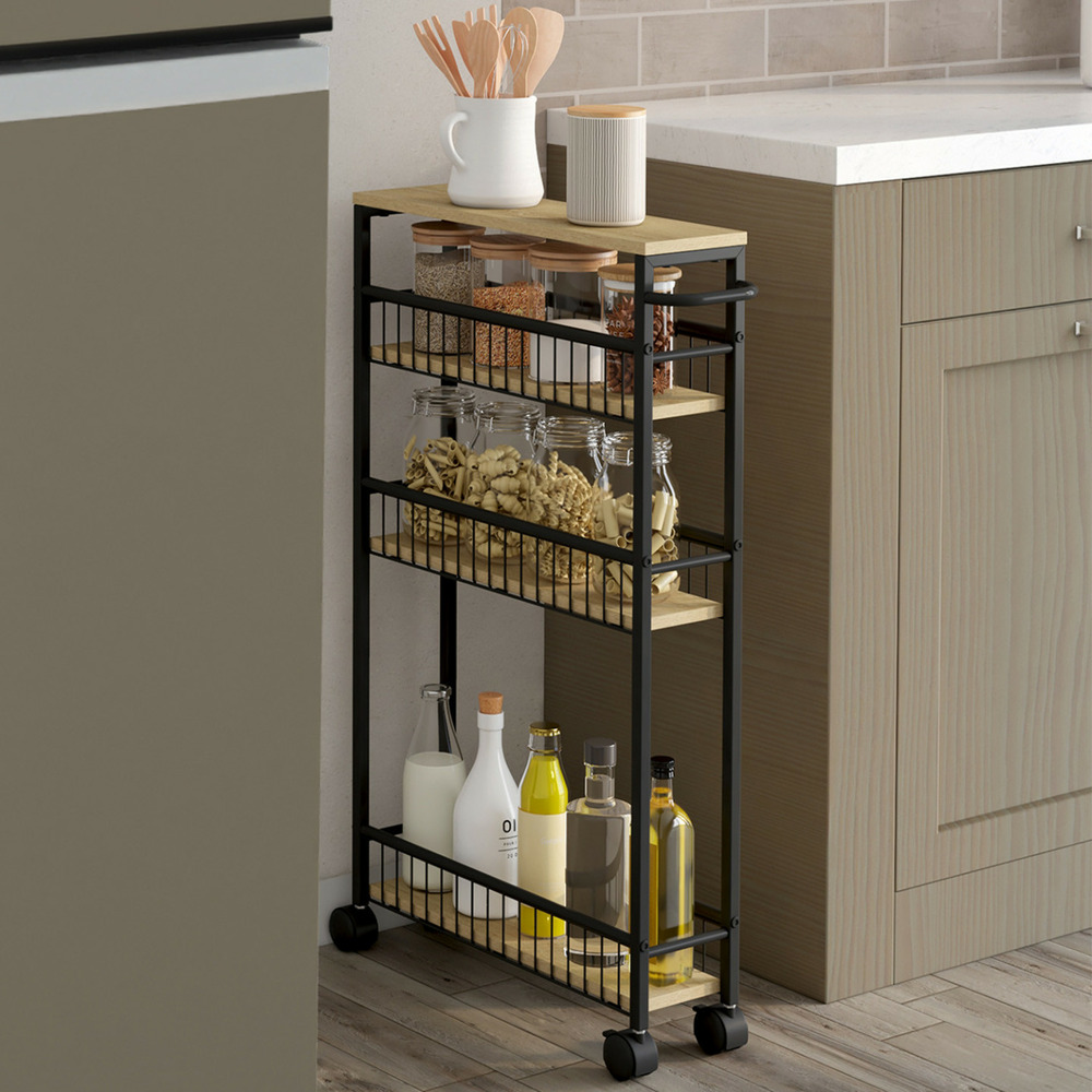 Desserte de cuisine gains de place detroit 4 niveaux sur roulettes design industriel