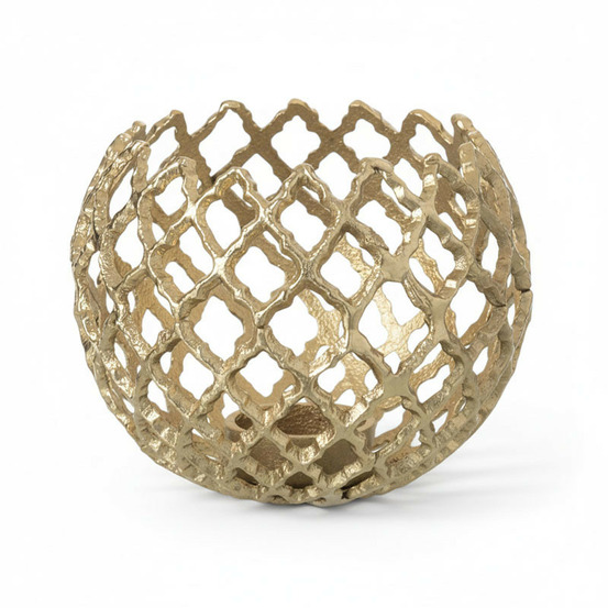 Photophore doré aluminium medium 15x15x14cm