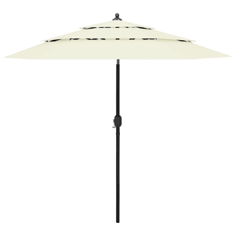 Parasol à 3 niveaux avec mât en aluminium 2,5 m sable