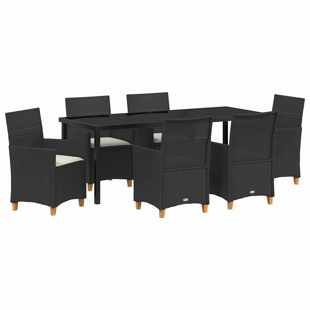 Ensemble de salle à manger pour jardin 7 pc noir polyrotin