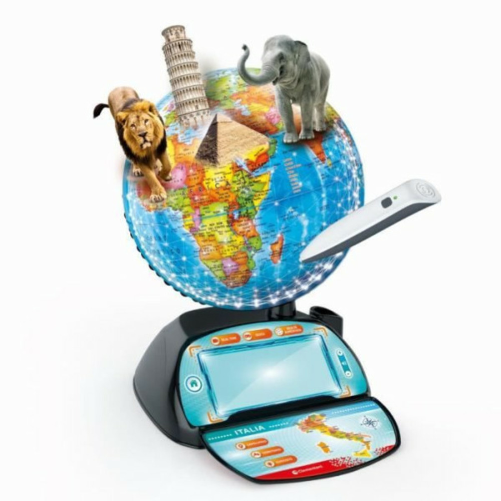 Clementoni - exploraglobe - voyage en temps réel - 3 modes de jeu et 28 activités - stylo bluetooth