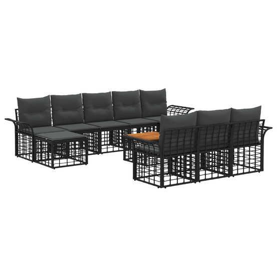 Ensemble de canapés d'extérieur 11 pcs noir et gris foncé