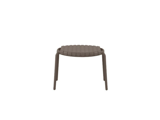 Table basse de jardin ronde en résine pp 50 % recyclé joysxee- ø50 cm - taupe