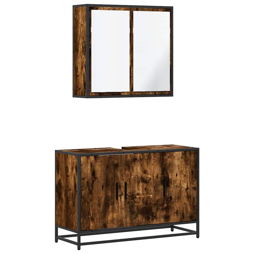 Ensemble de meubles de salle de bain 2 pcs chêne fumé