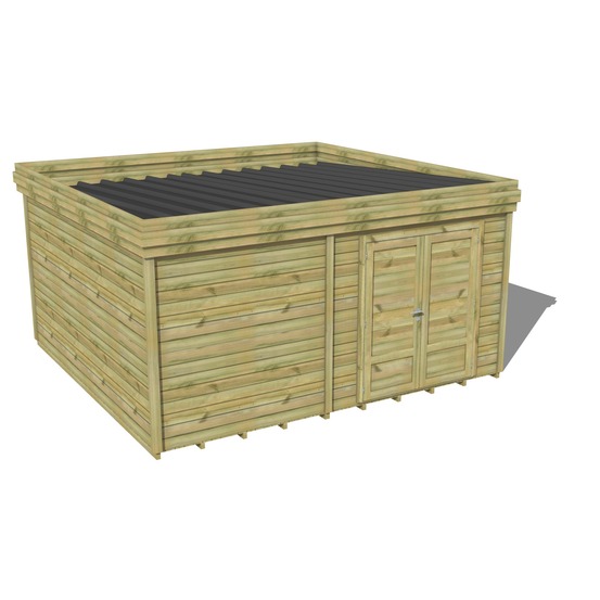 Abri de jardin bois pin traité autoclave 27mm - 4,69x4,34m / 20m2 - bac acier - plancher bois