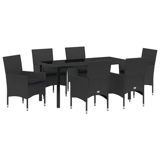 Ensemble de salle à manger pour jardin 7 pcs noir polyrotin