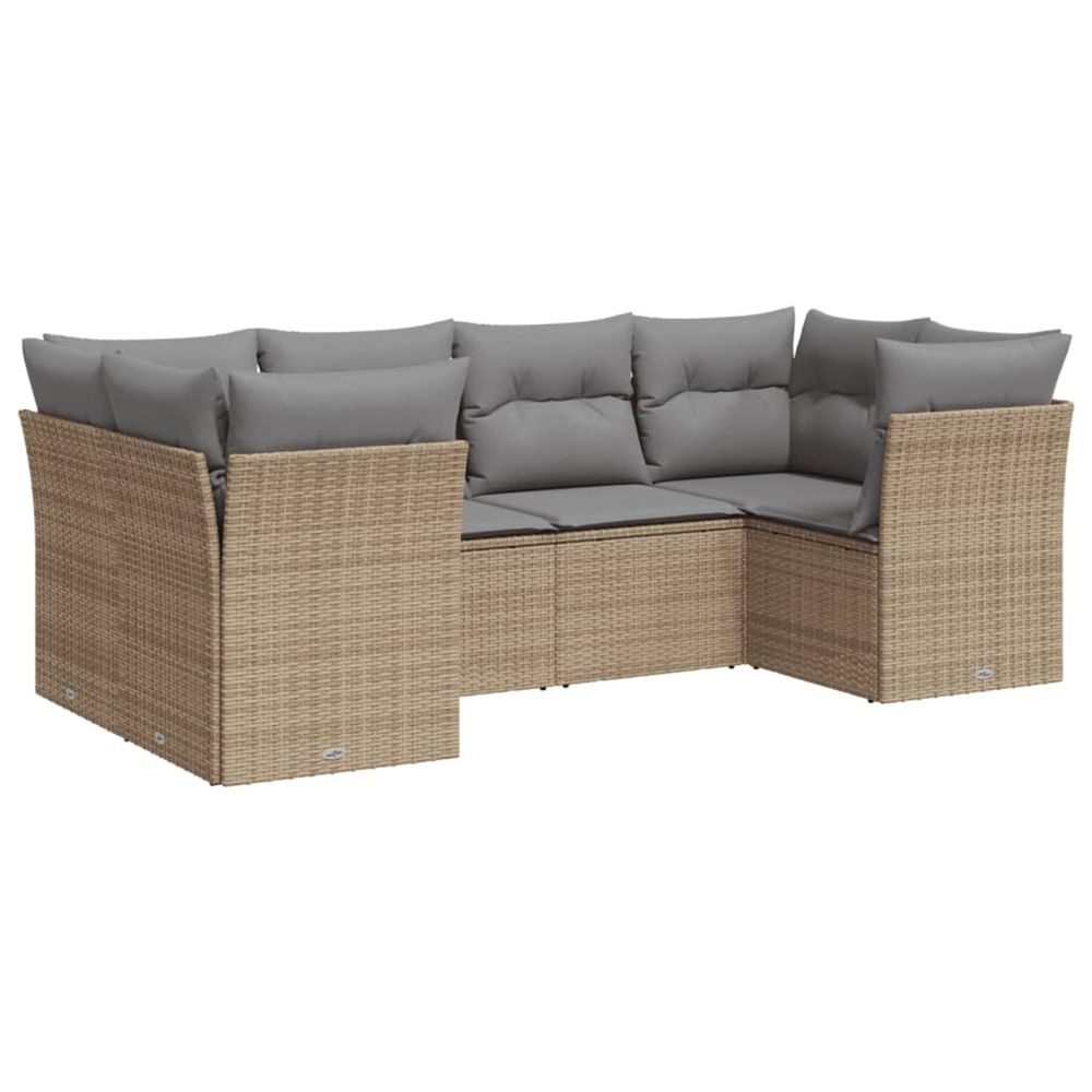 Salon de jardin avec coussins 6 pcs beige résine tressée