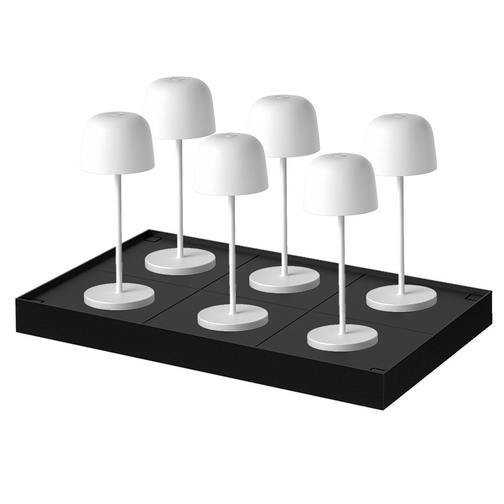 6 lampes de table sophia blanc + base de chargement