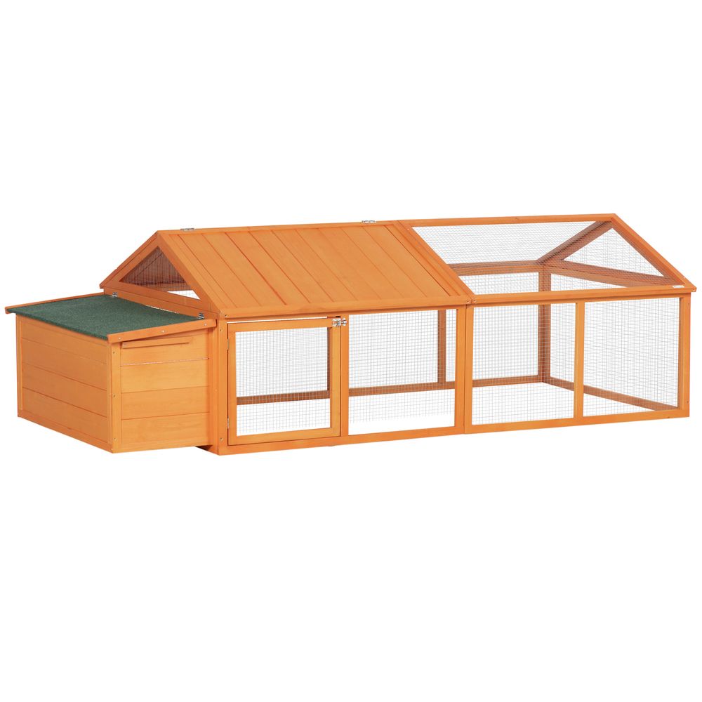 Parc poulailler en bois avec grillage pour 4-8 poules toit ouvrant 240x113x76cm