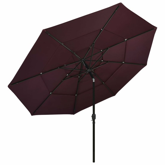 Parasol à 3 niveaux avec mât en aluminium 3,5 m bordeaux