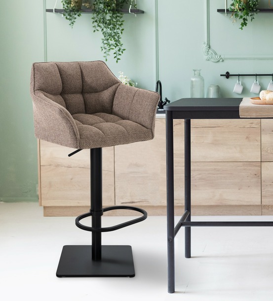 Lot de 2 tabourets de bar damaso tissu noir