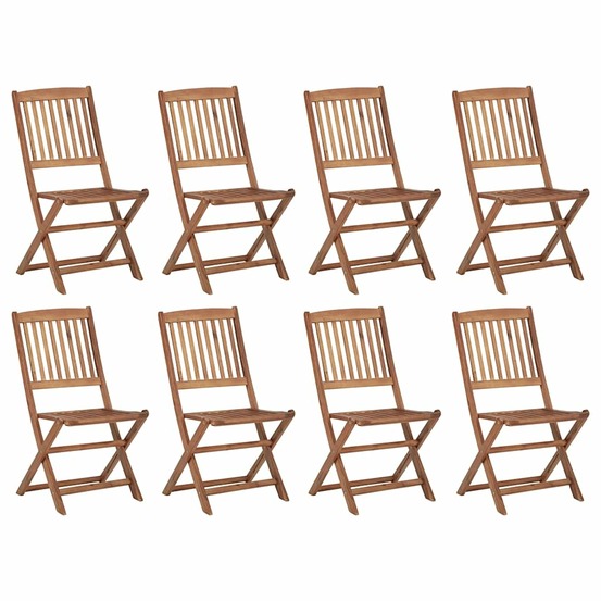 Chaises pliables d'extérieur et coussins lot de 8 bois d'acacia