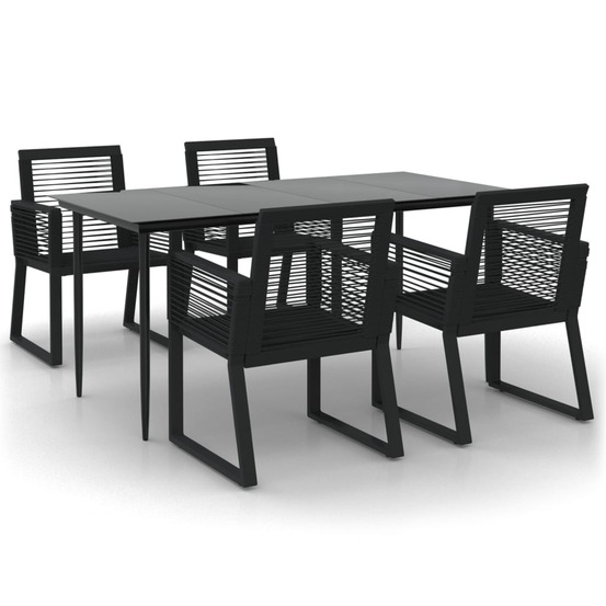 Ensemble à manger de jardin 5 pcs noir rotin pvc