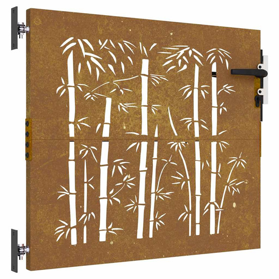 Portail de jardin 85x75 cm acier corten design de bambou