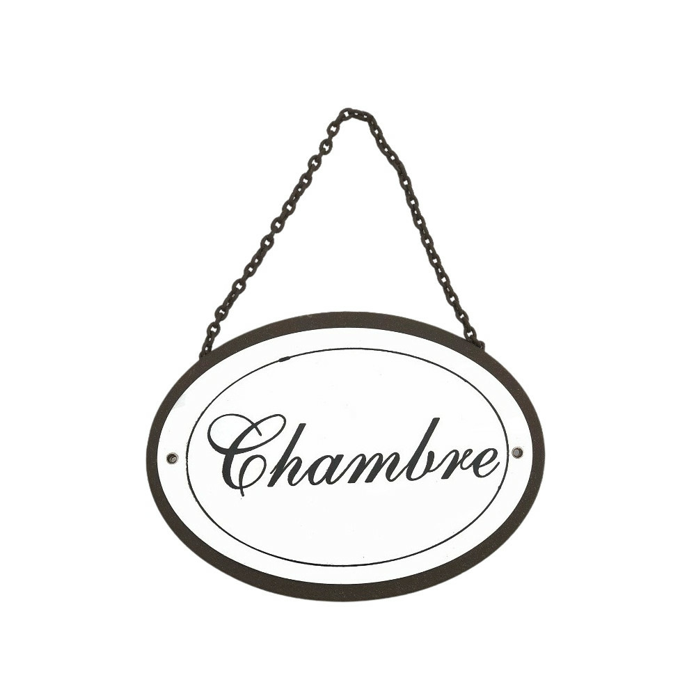 Plaque de porte décorative vintage chambre fer blanc noir 16x11.5cm