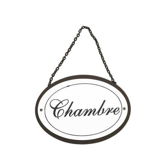 Plaque de porte décorative vintage chambre fer blanc noir 16x11.5cm