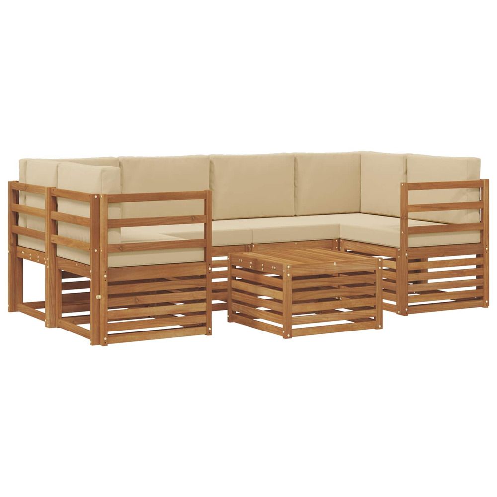 Ensemble de canapés d'extérieur 7 pc naturel et beige