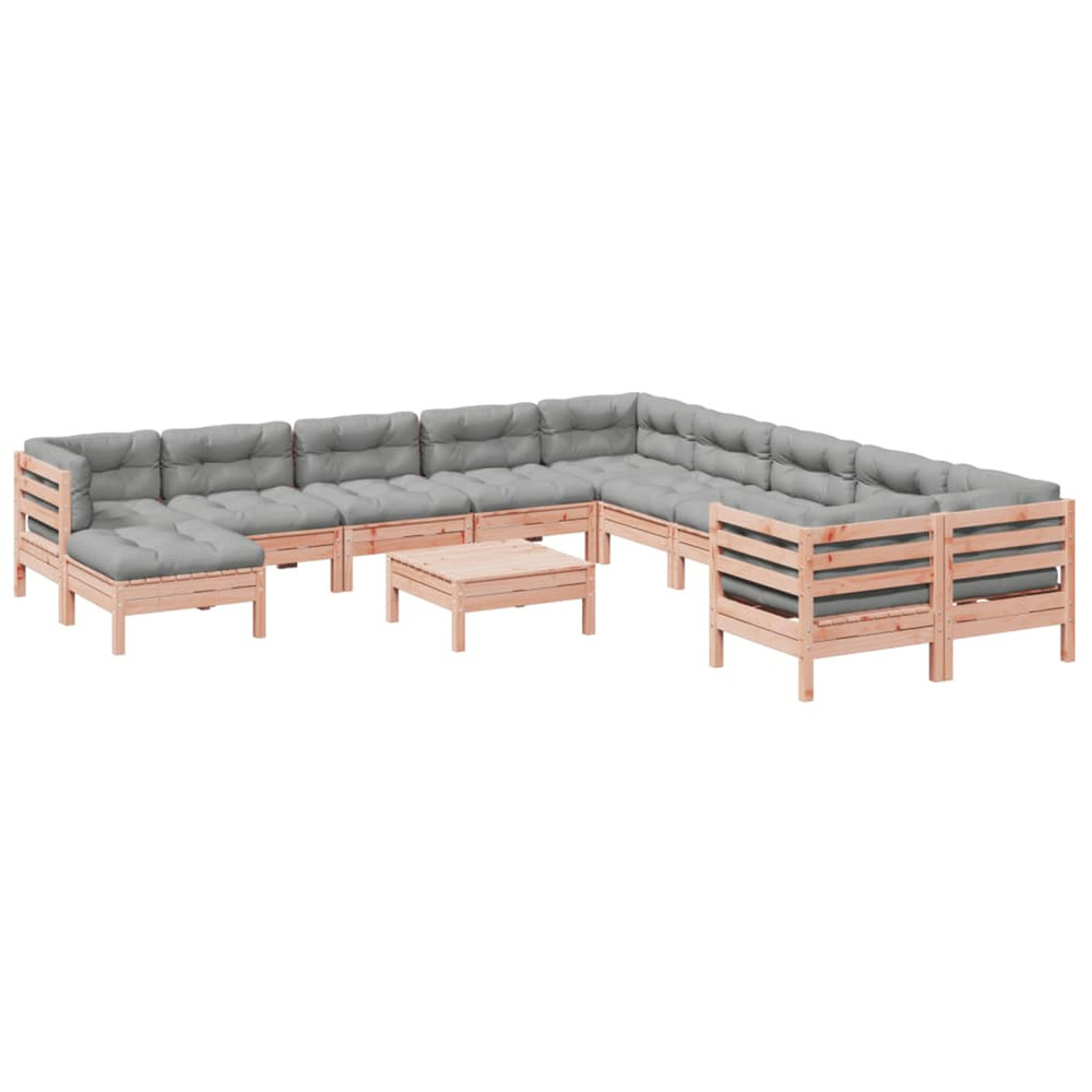 Salon de jardin avec coussins 12 pcs bois massif sapin douglas