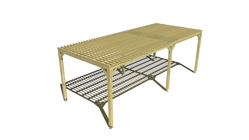 Pergola bois • 7m x 3m • indépendante • sens largeur • lattage bois • livraison comprise