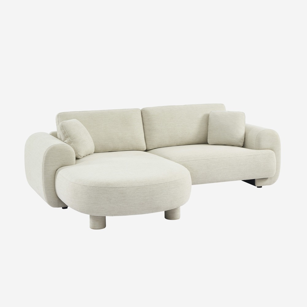 Canapé d'angle gauche 3 places tissu, pieds ronds l 231 x p 160 / 88 cm - zenio