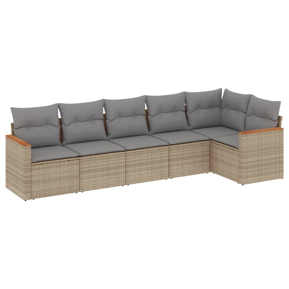 Salon de jardin avec coussins 6pcs mélange beige résine tressée