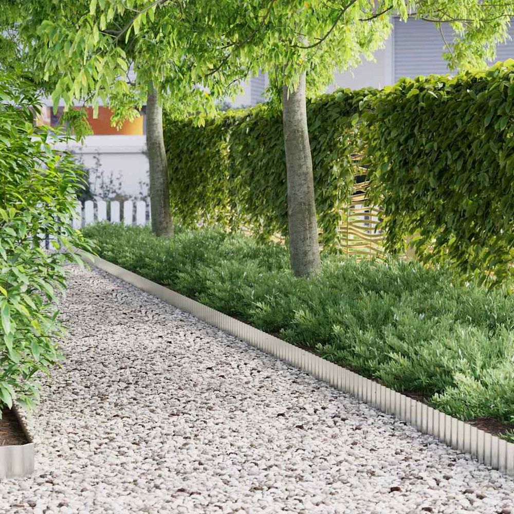 Bordure de pelouse acier galvanisé pour terrasse séparation robuste 1000x15cm argent