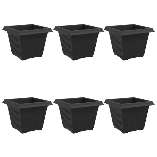 Pot de fleurs carré 6 pc noir 28,5 x 28,5 x 22 cm plastique