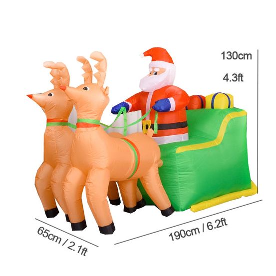 Structure de noël gonflable - traineau vert du père noël