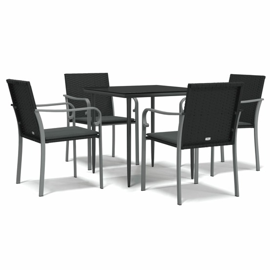 Ensemble à manger de jardin 5 pcs coussins résine tressée acier