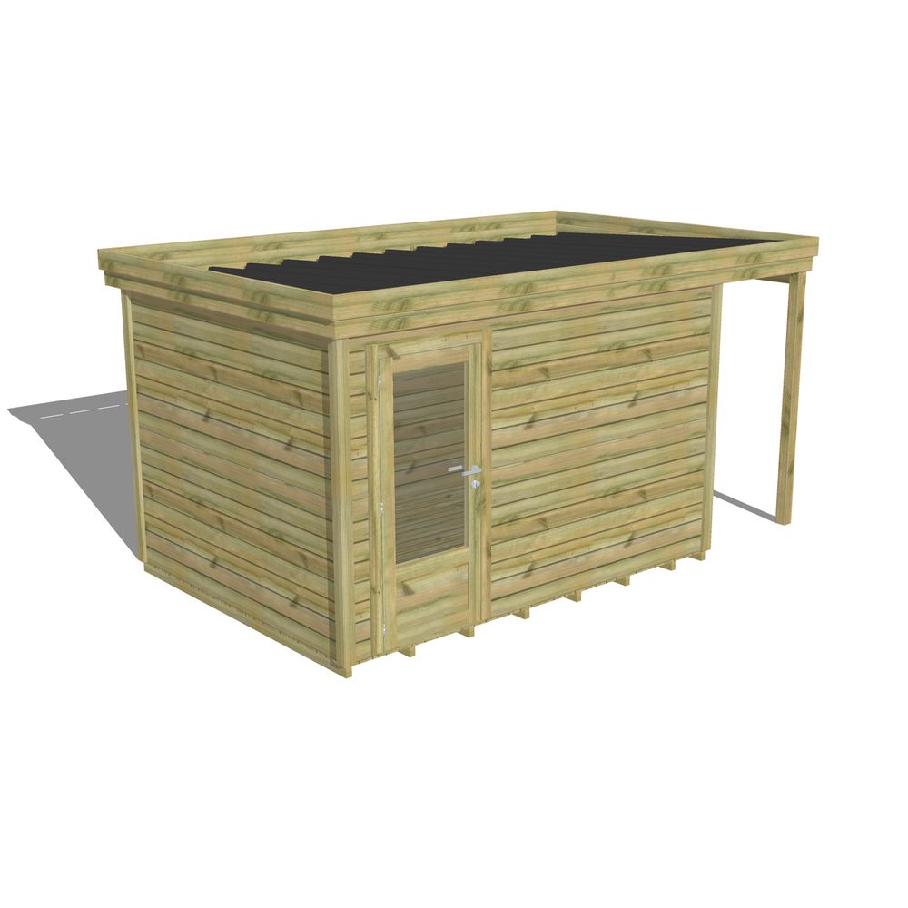 Abri de jardin bois pin traité autoclave 27mm - 4,44x2,64m / 12m2 - bac acier - plancher bois