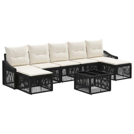 Ensemble de canapé de jardin 8 pc noir polyrotin