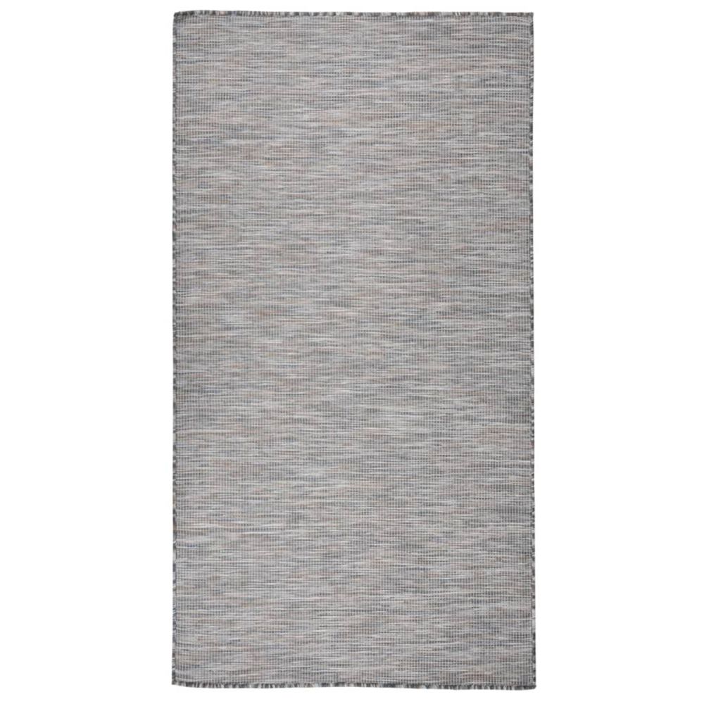 Tapis à tissage plat d'extérieur 80x150 cm marron et bleu