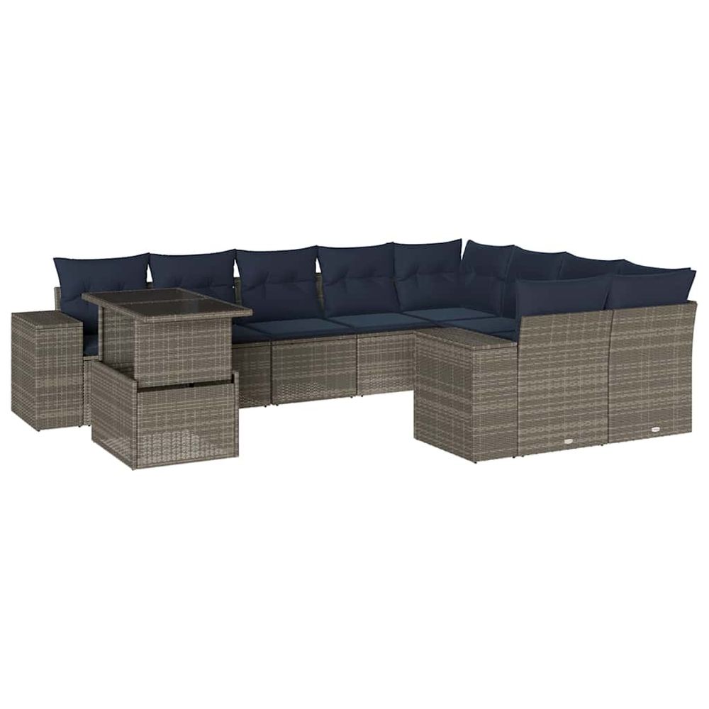 Ensemble de canapé de jardin 10 pcs avec coussins gris