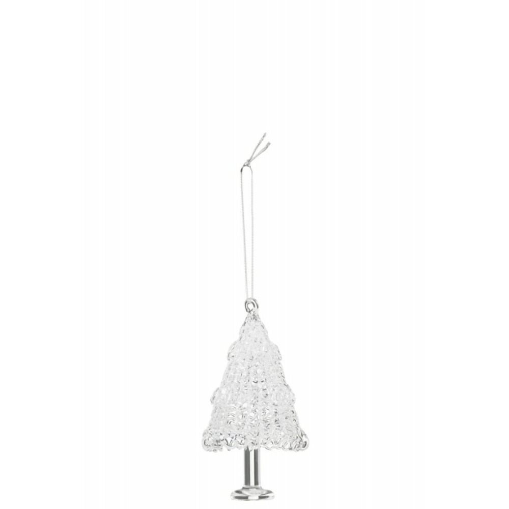 Boite de 4boules de noël sapin en verre transparent 6x5x10 cm