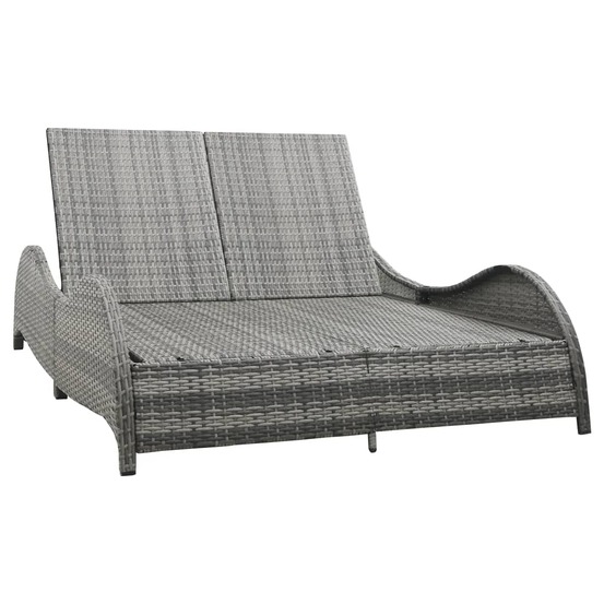 Chaise longue double avec coussin résine tressée anthracite