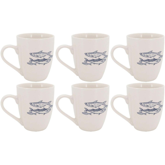 Vaisselle en porcelaine blanche banc de poissons mug