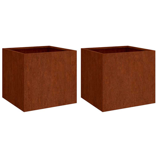 Jardinière d'extérieurs 2 pcs 32x30x29 cm acier corten