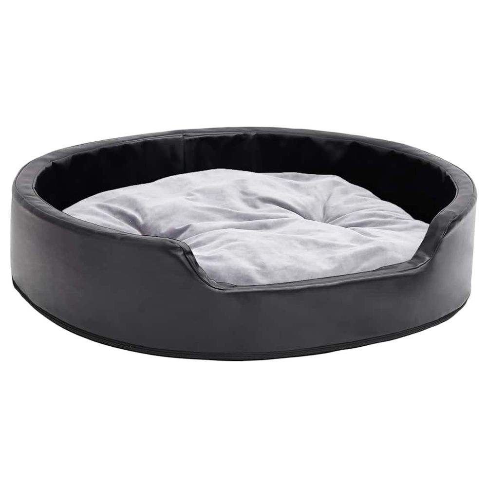 Lit pour chiens noir et gris 79x70x19 cm peluche et similicuir