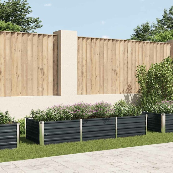 Lit surélevé de jardin anthracite 240x80x45 cm acier galvanisé