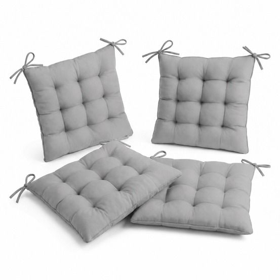 Lot de 4 galettes de chaise en polyester 40 x 40 cm gris