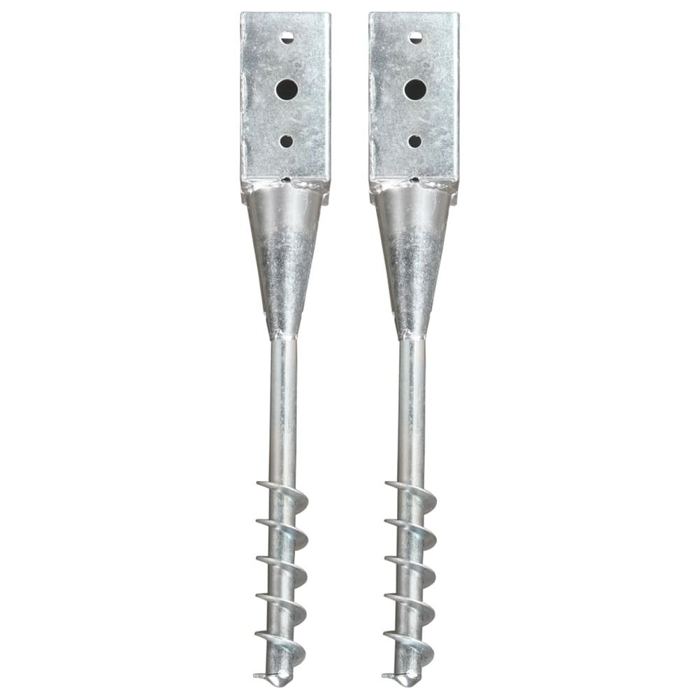 Piquets au sol 2 pcs argenté 10x10x57 cm acier galvanisé