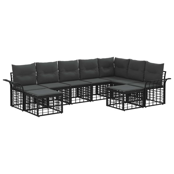 Ensemble de canapés d'extérieur 9 pcs noir et gris foncé