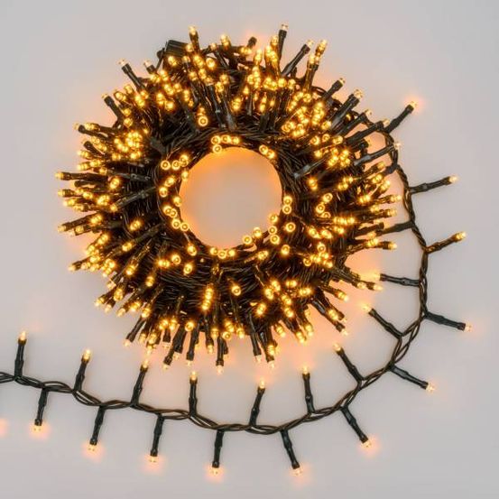 Guirlande boa lumineuse d6cm 10m 500 led ambré extensible câble vert ip44 31v smart connect lotti