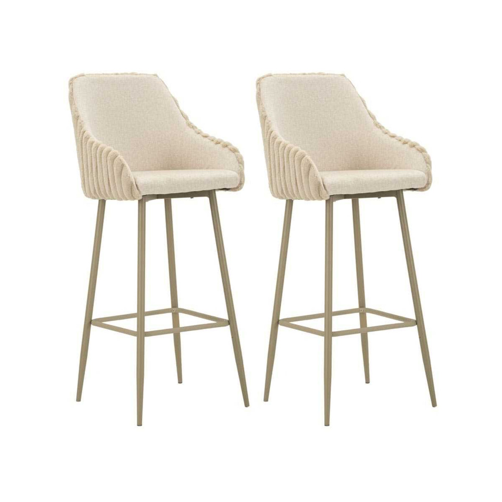 Fauteuil de bar en tissu et métal alaska (lot de 2) crème
