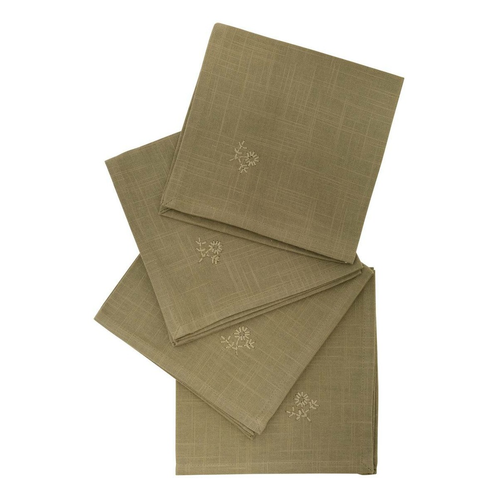4 serviettes de table joy 40x40cm vert kaki