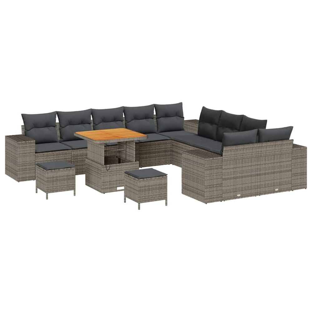 Ensemble de canapé de jardin 13 pc gris polyrotin